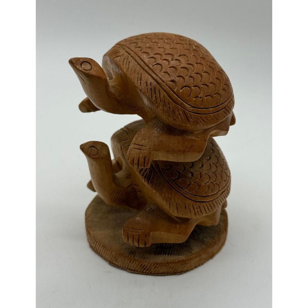 Handcrafted Wooden Turtle Sculpture